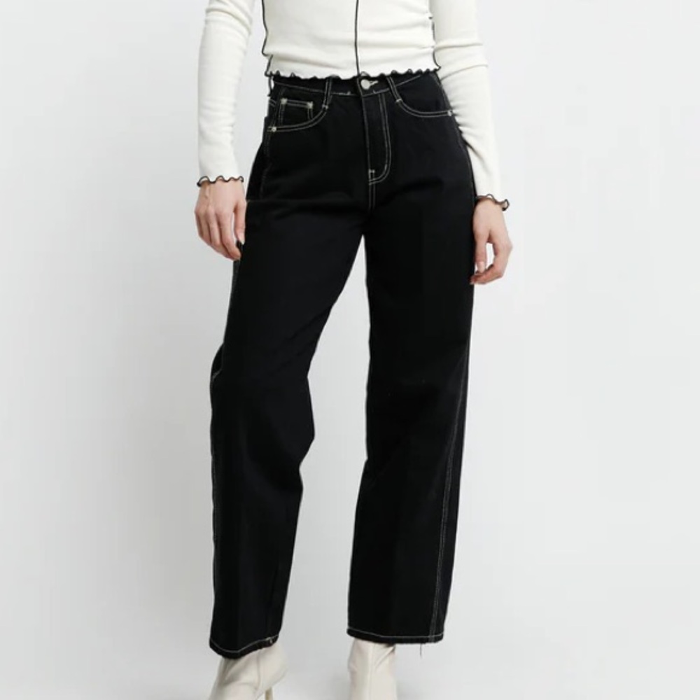 DO Black Denim Jeans Straight Leg Low Rise